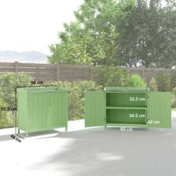EONLION Green-Garden Storage Cabinet Potting Bench Table in Green - Size: 100 cm - thumbnail 2