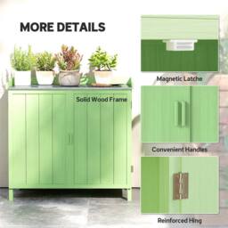 EONLION Green-Garden Storage Cabinet Potting Bench Table in Green - Size: 100 cm - thumbnail 4