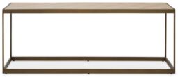 Orsina Brown Coffee Table, Oak Veneer Wooden Top With Brushed Brass Steel Frame, Sledge Base Coffee Table - thumbnail 6