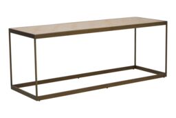 Orsina Brown Coffee Table, Oak Veneer Wooden Top With Brushed Brass Steel Frame, Sledge Base Coffee Table - thumbnail 3