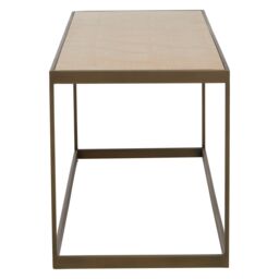 Orsina Brown Coffee Table, Oak Veneer Wooden Top With Brushed Brass Steel Frame, Sledge Base Coffee Table - thumbnail 2