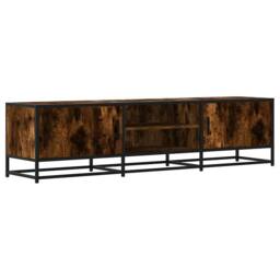 Berkfield Home TV Cabinet Smoked Oak 160x35x41 cm Engineered Wood & Metal in Brown - Size: 160 x 35 x 41 cm - thumbnail 3