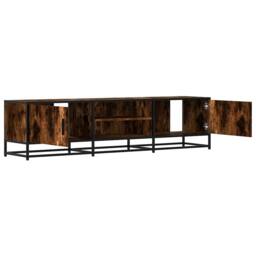 Berkfield Home TV Cabinet Smoked Oak 160x35x41 cm Engineered Wood & Metal in Brown - Size: 160 x 35 x 41 cm - thumbnail 7