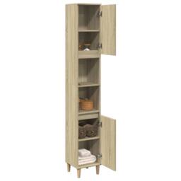 Berkfield Home Durable Bathroom Cabinet Sonoma Oak 30x30x190 cm Engineered Wood in Light Brown - Size: 30 x 30 x 190 cm