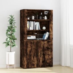Berkfield Home Highboard Smoked Oak Engineered Wood in Brown - thumbnail 1