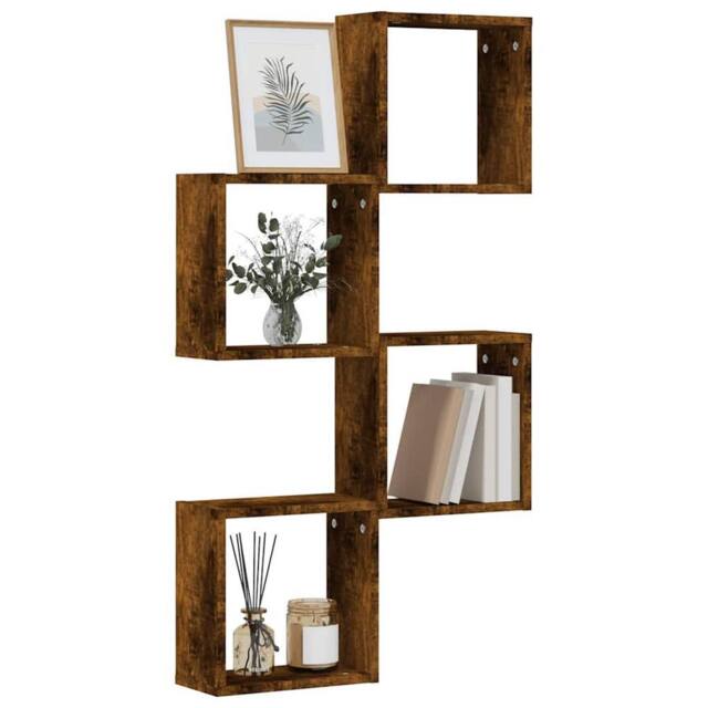 Berkfield Home Wall Cube Shelves 4 pcs Smoked Oak 30x15x30 cm in Brown - Size: 30 x 15 x 30 cm - image 1