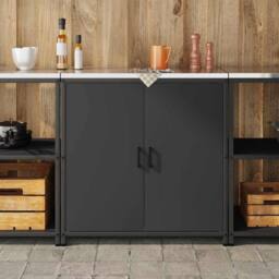 Berkfield Home Kitchen Storage Cabinet with Shelf with Storage with Door Black Steel - thumbnail 4