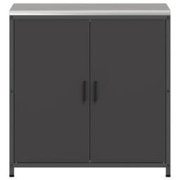 Berkfield Home Kitchen Storage Cabinet with Shelf with Storage with Door Black Steel - thumbnail 7