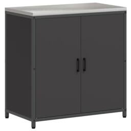 Berkfield Home Kitchen Storage Cabinet with Shelf with Storage with Door Black Steel - thumbnail 1