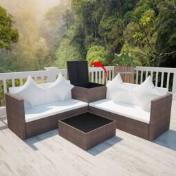 Berkfield Home Soft 4 Piece Garden Lounge Set with Cushions Poly Rattan Brown