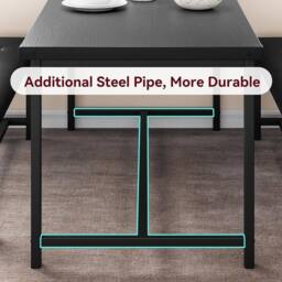 London Boutique 3PCS Dining Table & Benches Set Kitchen Table & 2 Upholstered Benches in Black - thumbnail 7