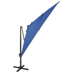Berkfield Home Cantilever Umbrella with Pole & LED Lights Azure Blue 300 cm - thumbnail 1