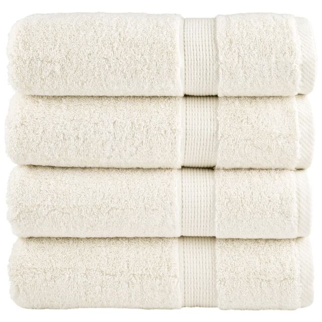 Berkfield Home Premium Bath Towels SOLUND 4 pcs 100x150 cm 600 gsm in Cream - image 1