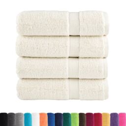 Berkfield Home Premium Bath Towels SOLUND 4 pcs 100x150 cm 600 gsm in Cream - thumbnail 2