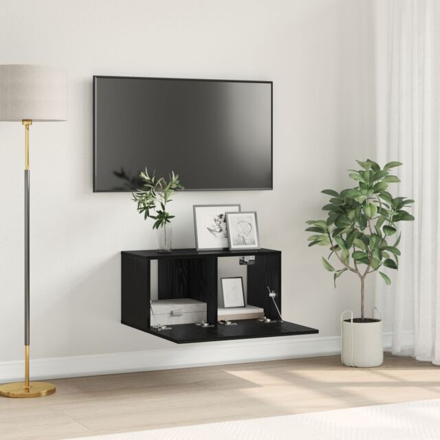 Berkfield Home TV Cabinet Set Black Oak Engineered wood Medium TV Cabinet - image 1