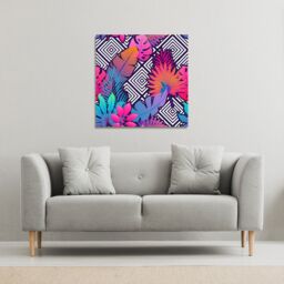 Benjamin Tate Design Tropical Geometric (Canvas Print) / 114 x 114 x 4cm in Natural - Size: 114 x 114 x 4 cm - thumbnail 1