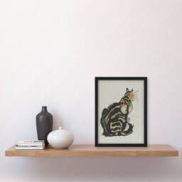"Artery8 Sitting Cat Art Nouveau Painting Steinlen Framed Wall Art Print in Brown - Size: W12"" x H16""" - thumbnail 4