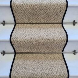 RainbowHome Herringbone Beige Biscotti Stair Runner With 100% Pure Wool Edge - Size: 70 cm x 700 cm - thumbnail 2
