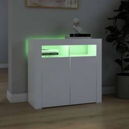 Berkfield Home Sideboard with LED Lights White 80x35x75 cm - Size: 80 x 35 x 75 cm - thumbnail 4