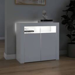 Berkfield Home Sideboard with LED Lights White 80x35x75 cm - Size: 80 x 35 x 75 cm - thumbnail 5