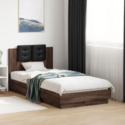 Berkfield Home Bed Frame without Mattress Brown Oak 90x190 cm Single - thumbnail 1