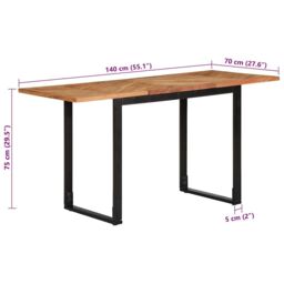 Berkfield Home Dining Table 140x70x75 cm Solid Wood Acacia in Brown - Size: 140 x 70 x 75 cm - thumbnail 9