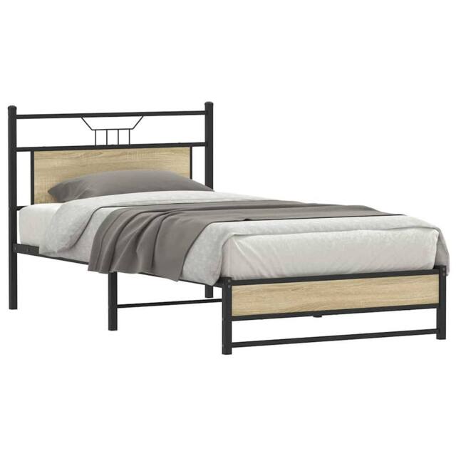 Berkfield Home Bed Frame without Mattress Sonoma Oak 107x203 cm Engineered Wood in Brown - image 1