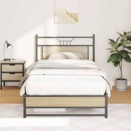 Berkfield Home Bed Frame without Mattress Sonoma Oak 107x203 cm Engineered Wood in Brown - thumbnail 4