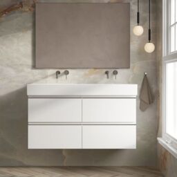 Banyetti Vatilla 1200mm Wall Hung Vanity with Veneto No Tap Hole Basin - Gloss White