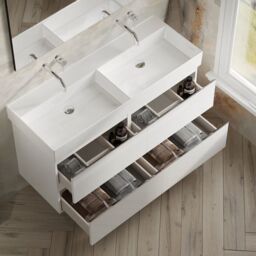 Banyetti Vatilla 1200mm Wall Hung Vanity with Veneto No Tap Hole Basin - Gloss White - thumbnail 3