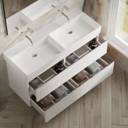 Banyetti Vatilla 1200mm Wall Hung Vanity with Veneto No Tap Hole Basin - Gloss White - thumbnail 4