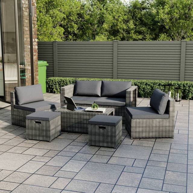 Home Discount Garden Vida Islay 6 Seater Rattan Set 'Already Assembled with Cover' in Grey - image 1