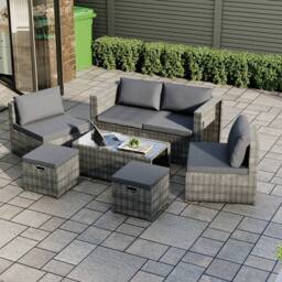 Home Discount Garden Vida Islay 6 Seater Rattan Set 'Already Assembled with Cover' in Grey - thumbnail 2