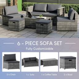 Home Discount Garden Vida Islay 6 Seater Rattan Set 'Already Assembled with Cover' in Grey - thumbnail 5