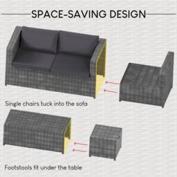 Home Discount Garden Vida Islay 6 Seater Rattan Set 'Already Assembled with Cover' in Grey - thumbnail 6