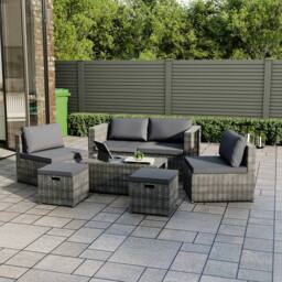 Home Discount Garden Vida Islay 6 Seater Rattan Set 'Already Assembled with Cover' in Grey