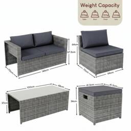 Home Discount Garden Vida Islay 6 Seater Rattan Set 'Already Assembled with Cover' in Grey - thumbnail 3