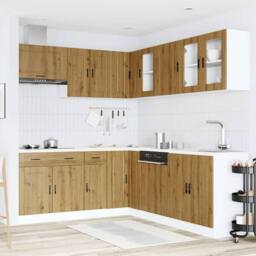 Berkfield Home Elegant 11 Piece Kitchen Cabinet Set Porto Artisan Oak Engineered Wood in Brown - thumbnail 1