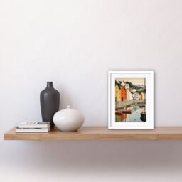 "Artery8 Wall Art Print Dartmouth Harbour Boats Watercolour Painting Devon Scenic River Dart Townscape Artwork Framed 9X7 Inch - Size: W7"" x H9""" - thumbnail 2