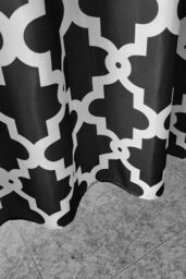 Neel Blue Trellis Black Shower Curtain, Polyester Curtain With 12 Hooks, water-resistant- 180x180cm - Size: 180 cm width x 200 cm drop - thumbnail 5