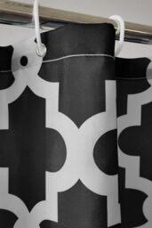 Neel Blue Trellis Black Shower Curtain, Polyester Curtain With 12 Hooks, water-resistant- 180x180cm - Size: 180 cm width x 200 cm drop - thumbnail 2