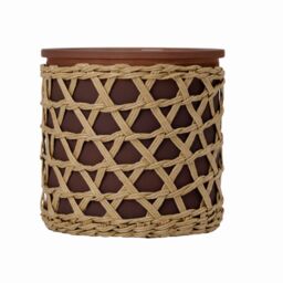 French Connection Woven Rattan Black Cherry & Cedarwood Candle - Long-Lasting Luxury Gift in Brown - Size: Medium - thumbnail 2