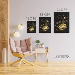 "Artery8 Stylised Still Life with Bird Audsley Vintage Canvas Wall Art in Black - Size: W24"" x H32""" - thumbnail 4