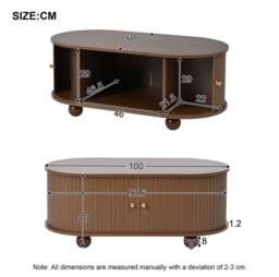STILVORA TV Stand & Coffee Table Set with Drawers in Brown - thumbnail 4