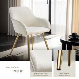 tectake Dining Chair Marilyn Set Of 4 - Cream/Black in Cream - Size: 4 Pack - thumbnail 4
