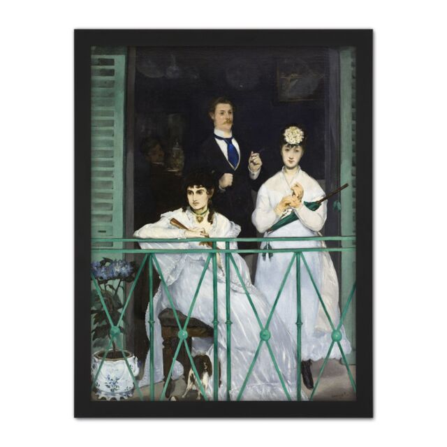 "Artery8 Wall Art Print Edouard Manet The Balcony Large Framed Wall Décor Art in White - Size: W18"" x H24""" - image 1
