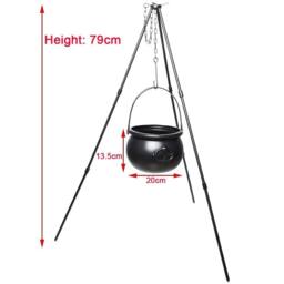 Hinsinc Decor Outdoor Large Witches Cauldron on Tripod with Light Yard in Black - thumbnail 2