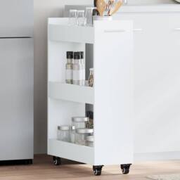 Berkfield Home Cabinet with Wheels White 60x22x79 cm Engineered Wood - Size: 60 x 22 x 79 cm - thumbnail 2