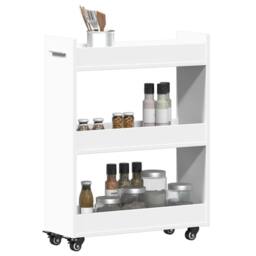 Berkfield Home Cabinet with Wheels White 60x22x79 cm Engineered Wood - Size: 60 x 22 x 79 cm - thumbnail 4