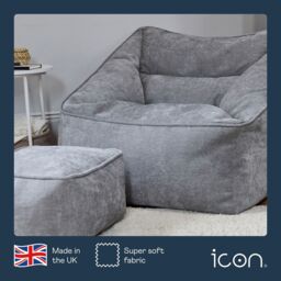 icon Natalia Chenille Adults Bean Bag Armchair & Pouffe, Large Beanbag & Footstool Grey - Size: XL - thumbnail 5